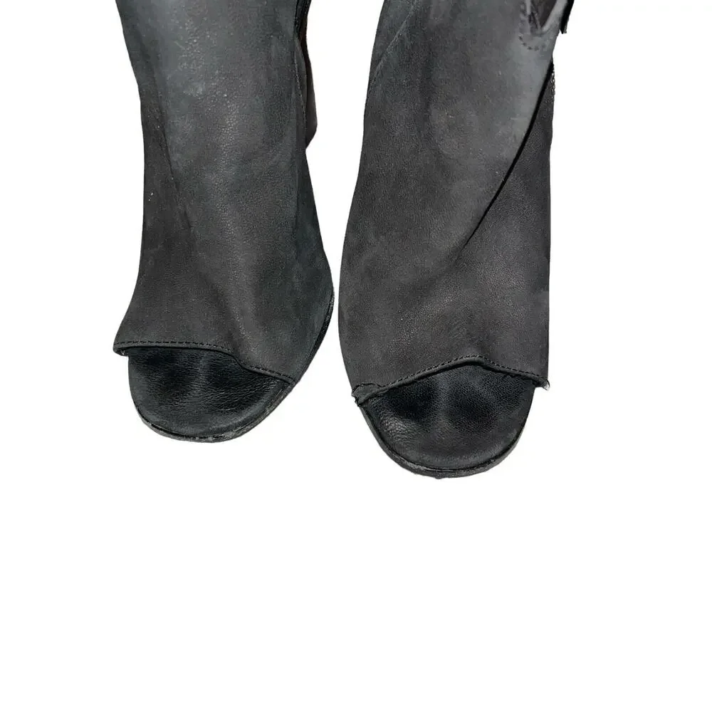 Gianni Bini Womens Sz 8 Suede Ankle‎ Booties Black Zip Side Block Heels